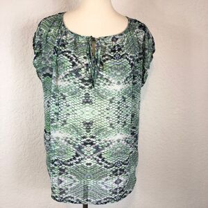 CAbi Women’s Blue/Green Print‎ Sleeveless Blouse Top Shirt 746 Sz M